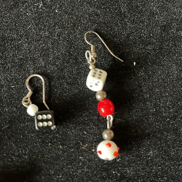 Rockabilly Vintage Rhinestone Dice Necklace. Bracelet, and Earrings Set. - Picture 3 of 4